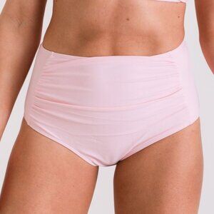 High Waist Ruched Bikini Bottom Soft Pink